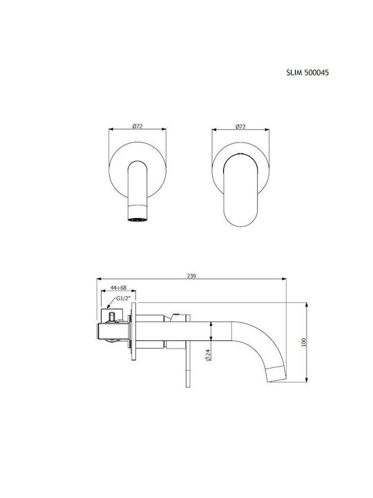 Armando Vicario Slim Set Mixer & Cap Duș Îngropată pentru Lavabo Inox Negru