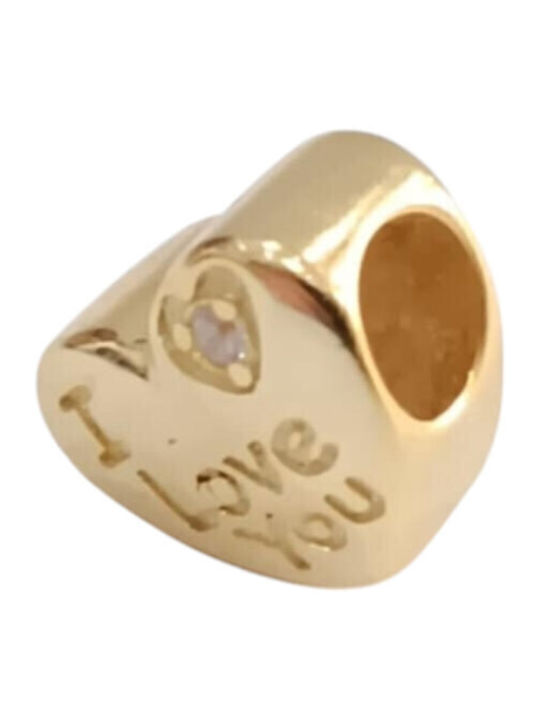 Kalliopi Silver Charm Καρδιά από Επιχρυσωμένο Ασήμι με Ζιργκόν