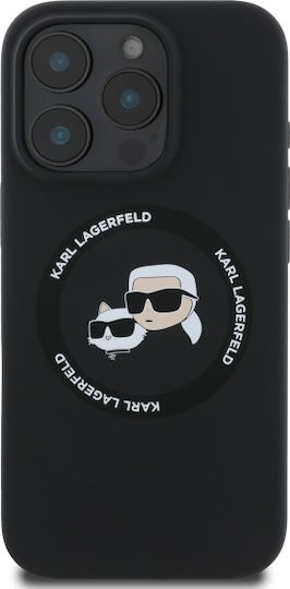 Karl Lagerfeld Karl&Choupette Umschlag Rückseite Silikon Schwarz (iPhone 16 Pro Max, Karl Lagerfeld)