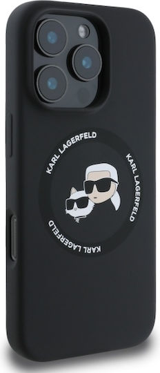 Karl Lagerfeld Karl&Choupette Umschlag Rückseite Silikon Schwarz (iPhone 16 Pro Max, Karl Lagerfeld)