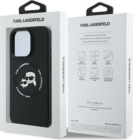 Karl Lagerfeld Karl&Choupette Umschlag Rückseite Silikon Schwarz (iPhone 16 Pro Max, Karl Lagerfeld)