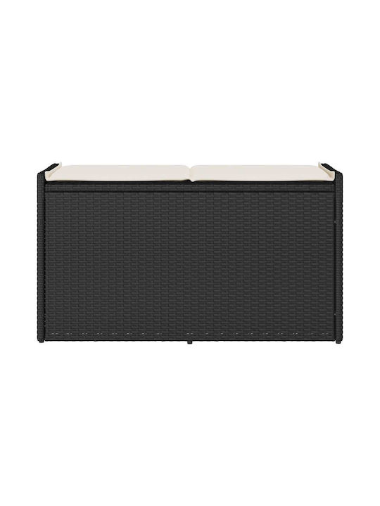 vidaXL Cutie de depozitare pentru exterior Rattan Negru L100xW45xH57buc