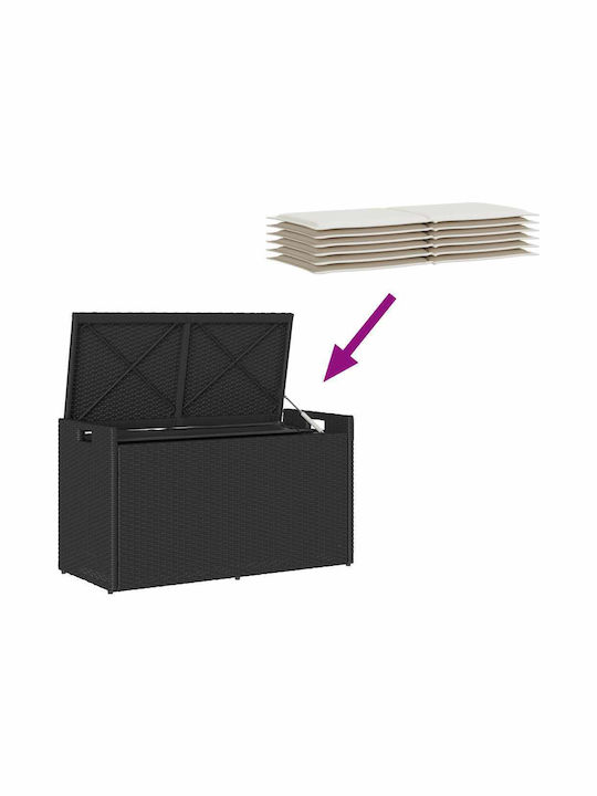 vidaXL Cutie de depozitare pentru exterior Rattan Negru L100xW45xH57buc