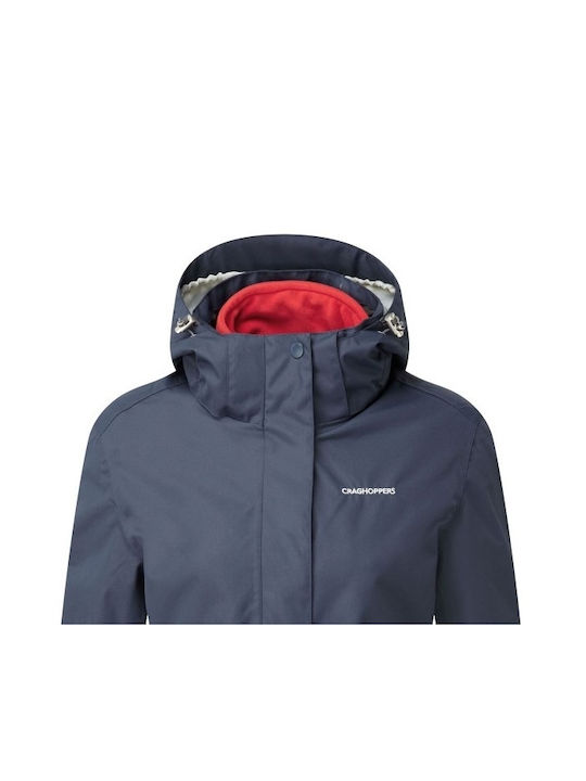 Craghoppers Women's Lifestyle Jacket Waterproof for Winter with Hood Blue