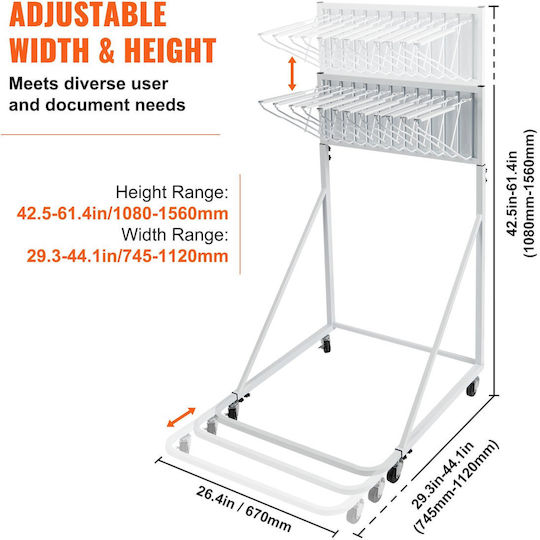 Vevor Mobile Blueprint Storage Rack Στήριγμα 12 Pivot Brackets 240 Lbs