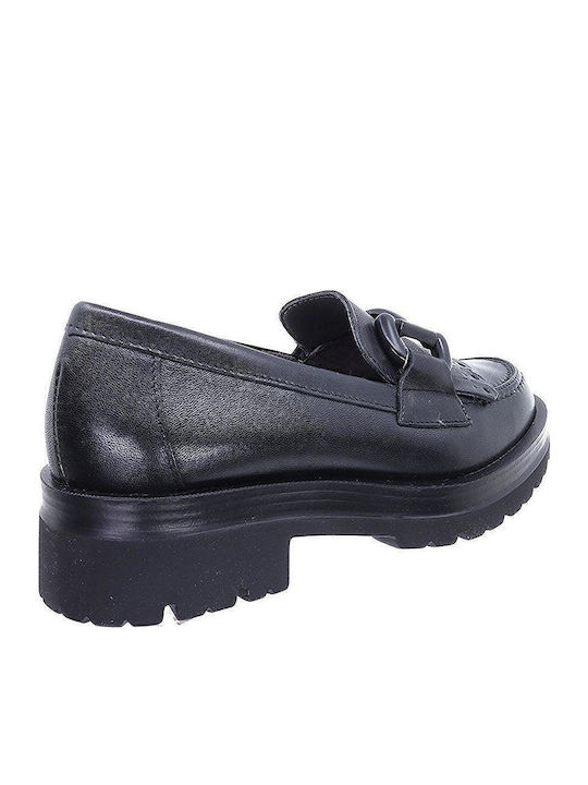 Leather Women's Loafers in Black Color