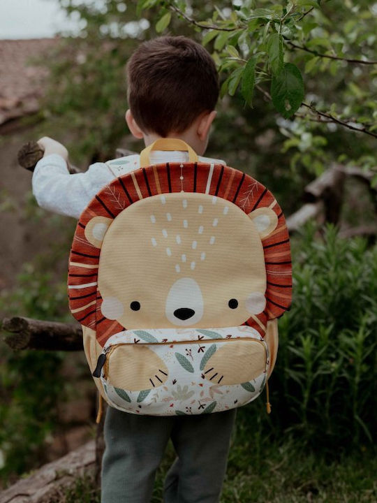 Sassi Junior Lion Σχολική Τσάντα Πλάτης Νηπιαγωγείου Κίτρινη με Θήκη για Παγούρι