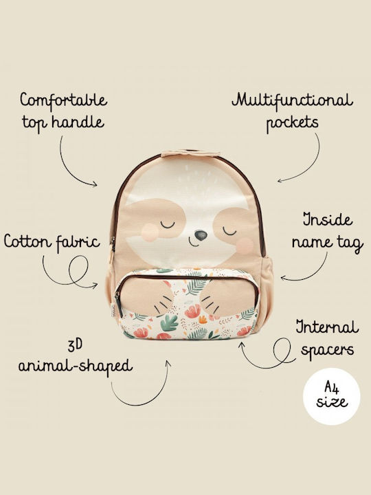 Sassi Junior Sloth Sloth School Backpack Kindergarten with Water Bottle Holder Multicolour