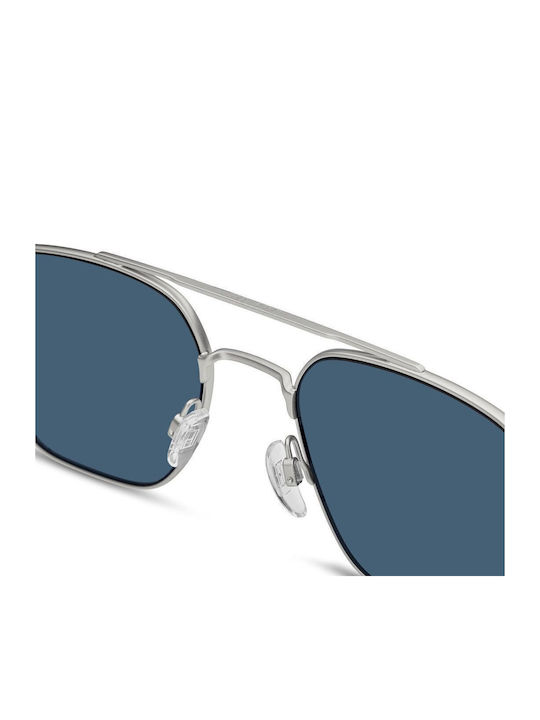 Tommy Hilfiger Men's Sunglasses with Silver Metal Frame and Blue Lens