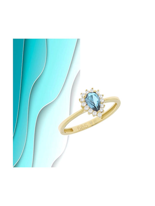 Art d or Ring with Zircon made of Gold 14K