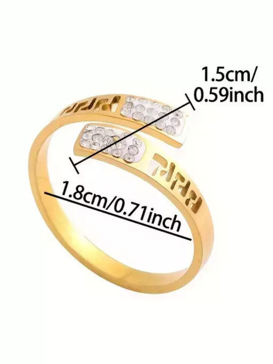 Ring with Zircon made of Steel Gold Plated