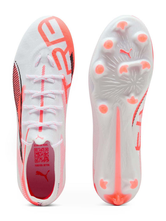 PUMA Ultra 5 Pro Ποδοσφαιρικά Παπούτσια με Τάπες FG/AG Λευκά PUMA Ultra 5 Pro Ποδοσφαιρικά Παπούτσια με Τάπες FG/AG Λευκά