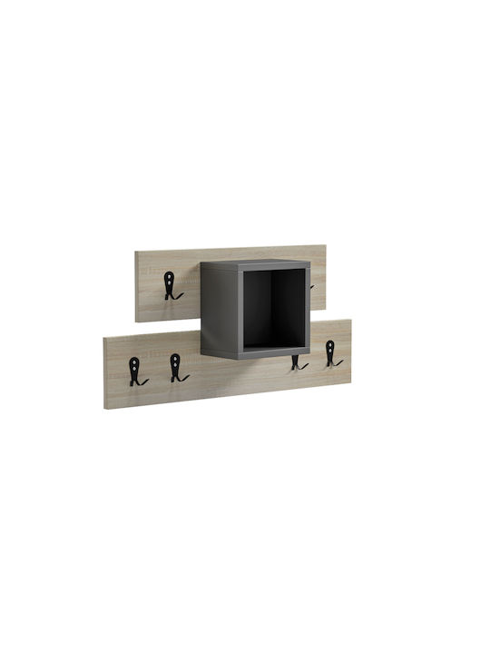 HomeMarkt Κρεμάστρα Τοίχου Slot Ξύλινη 6 Θέσεων Γκρι 69x12x32cm
