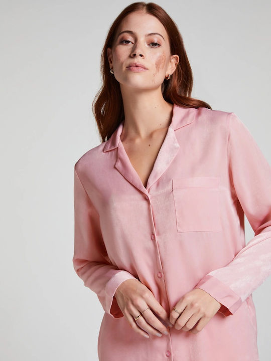 Hunkemöller Χειμερινή Γυναικεία Μπλούζα Πιτζάμας Silver Pink