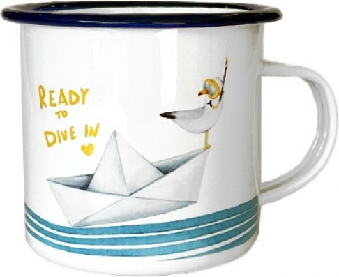 Enamel Mug Greek Me Up 360ml Seagull Tct11305