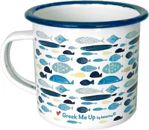 Enamel Mug Greek Me Up 360ml Fish Tct11309