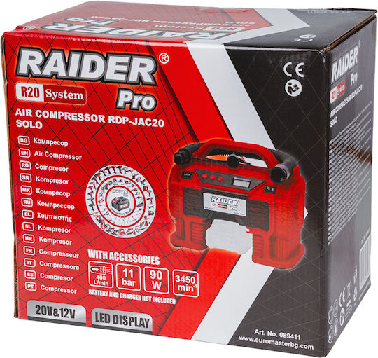 Raider Raider Autoreifenpumpe R20 Solo 160PSI Wiederaufladbar ohne Batterie 12V