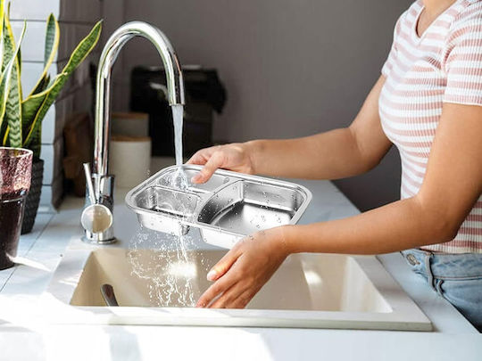 Електрически Кутия За Храна Inox Черна С Прегради 900ml
