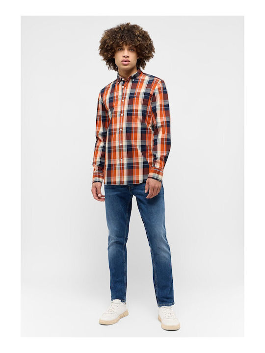 Long Sleeve Shirt in Regular Fit Orange Checked