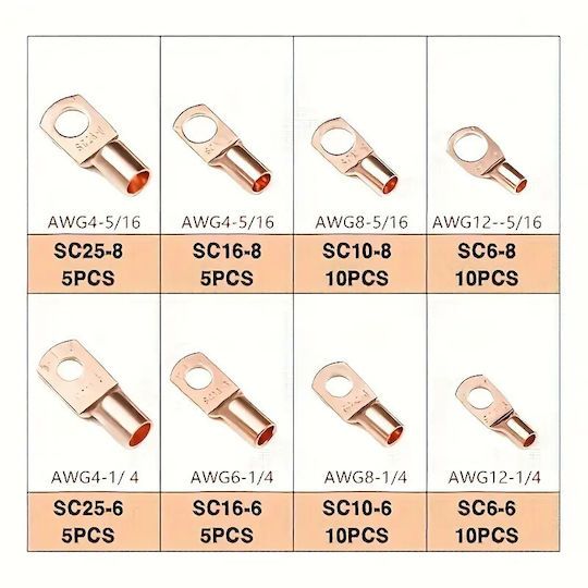 140 buc Conector inel pentru cablu Sc6-25 Conectori din cupru cablu gol electric sertizat