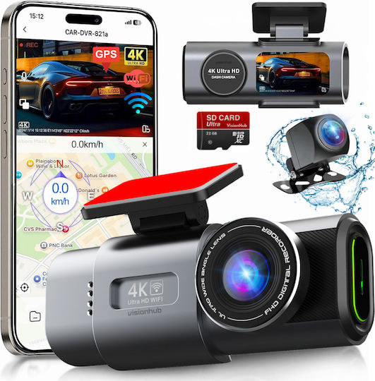 Set Camera DVR Auto 4K cu Ecran 2" pentru Parbriz & Camera de Marsarier
