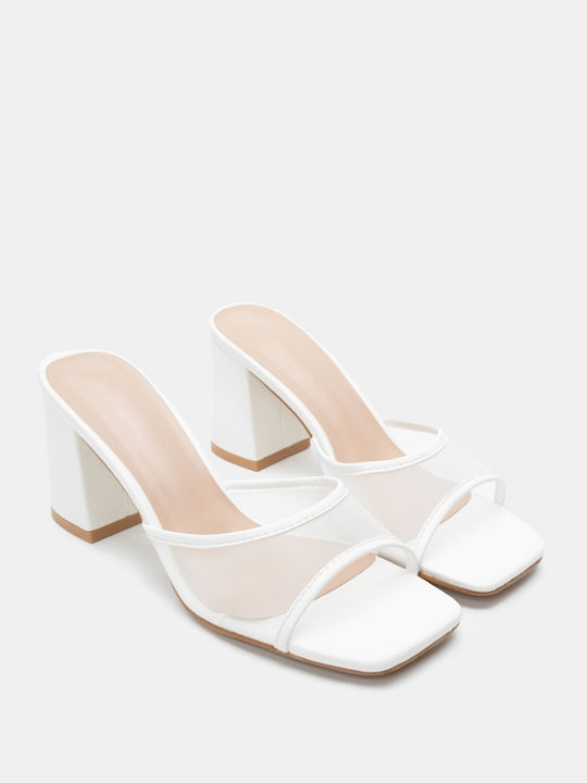 Luigi Heel Mules White