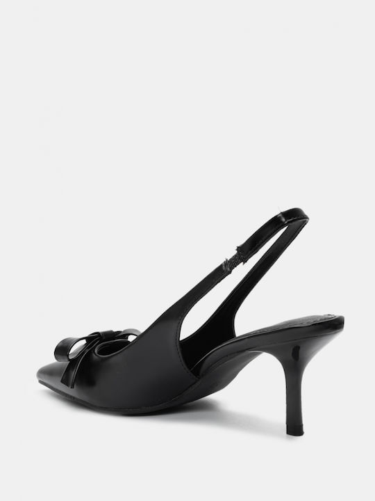 Luigi Synthetic Leather Pointed Toe Black Medium Heels