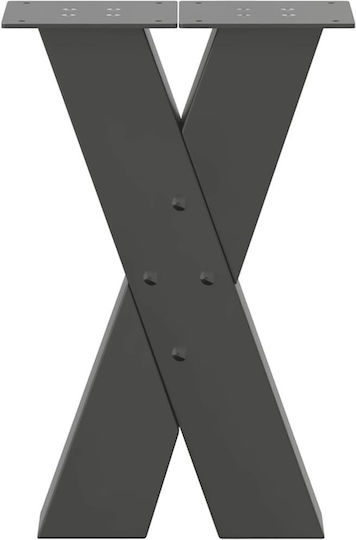 vidaXL Metallic Furniture Leg 2 Pieces Suitable for Table / Coffee Table / Office 28x43cm Charcoal