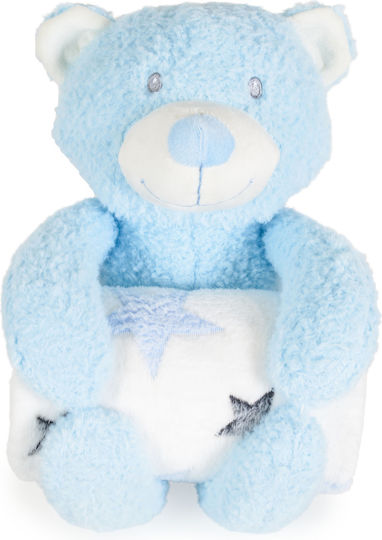 Cangaroo Κουβέρτα Αγκαλιάς & Λίκνου Rory Bear Μπλε με Ζωάκι 75x90εκ.
