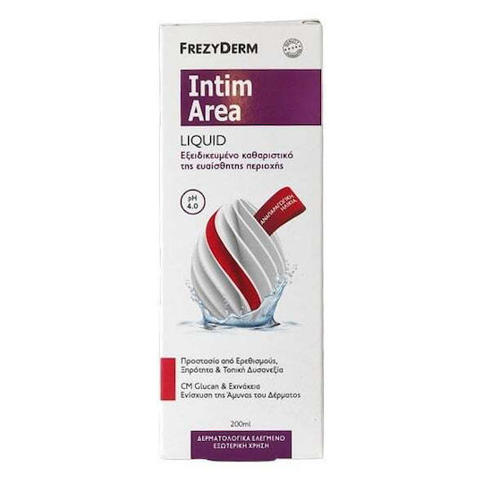 Frezyderm Intim Area Liquid Ph4.0 Υγρό Καθαριστικό Ευαίσθητης Περιοχής Τοπική Ξηρότητα 200ml