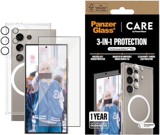 CARE by PanzerGlass Flagship 3in1 Back Cover Tempered Glass Set with Glass Transparent (Galaxy S25 Ultra)