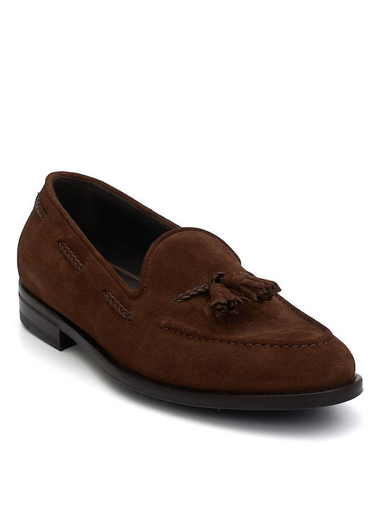 Perlamoda Men's Suede Loafers Brown