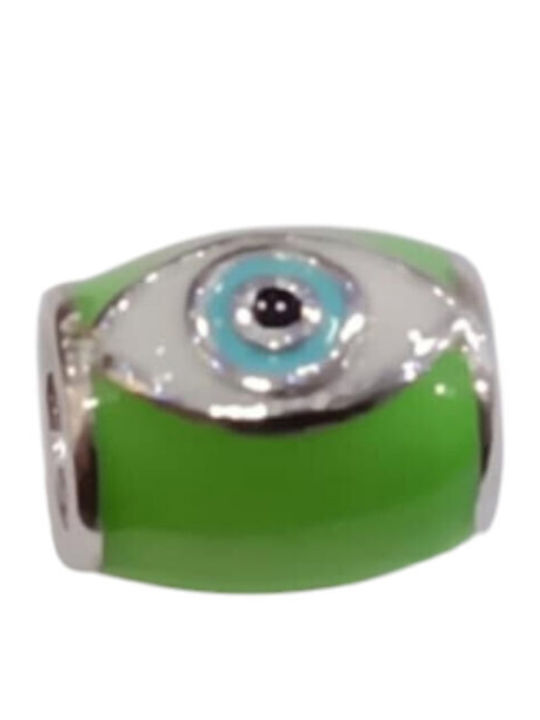 Kalliopisilver Silver 925 Symbol Charm Round Green Enamel Eye D019