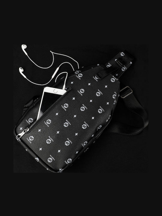 Geantă pentru bărbați Pentru piept Black with White Design