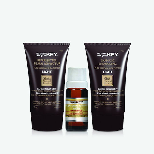 Saryna Key Damage Repair Light Hair Care Set for Reconstruction & Nourishment for Damaged Hair with Shampoo, Mask and Oil 3pcs