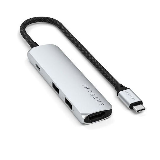 Satechi USB-C Docking Station με HDMI 4K PD Ασημί (ST-P4SS)