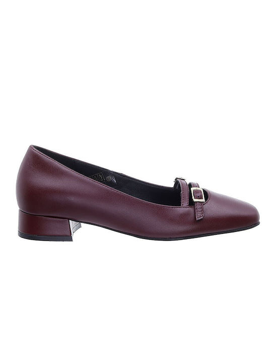 Maison Minrelle Leather Pointed Toe Burgundy Heels with Strap