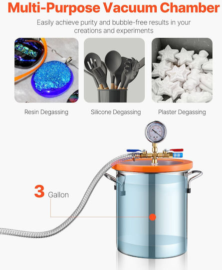 Vevor 1.5 Gallon Vacuum Chamber Kit 3.5 CFM Single Stage Pump