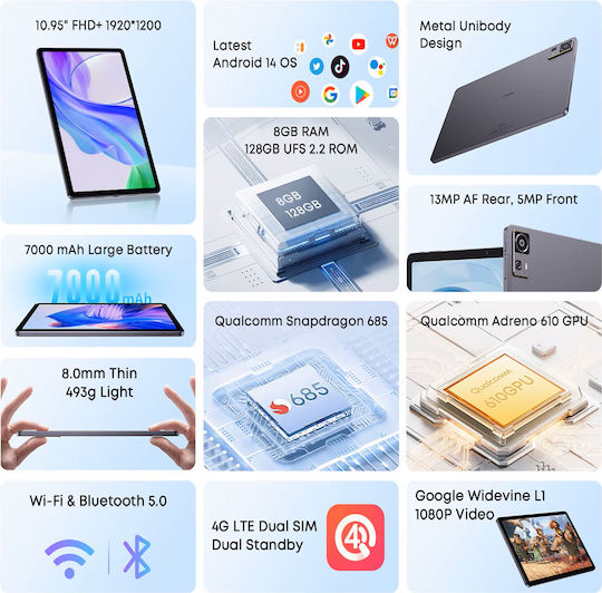 Chuwi AuPad 4G 10.95Inches Tablet (8GB/128GB) Gray