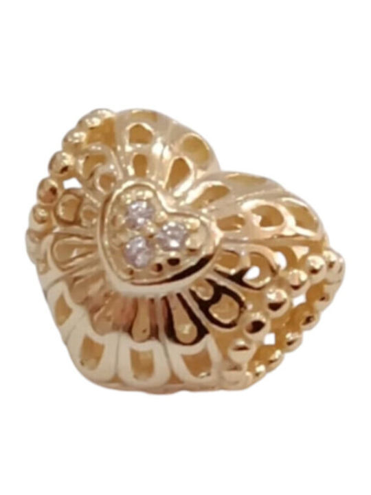 Kalliopi Silver Charm Inimă Din Argint Plăcut Cu Aur Cu Zircon