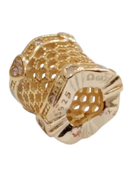 Kalliopi Silver Heart Charm Made of Gold Plated Silver with Zircon