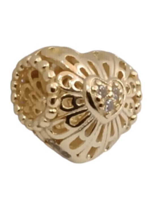 Kalliopi Silver Charm Inimă Din Argint Plăcut Cu Aur Cu Zircon