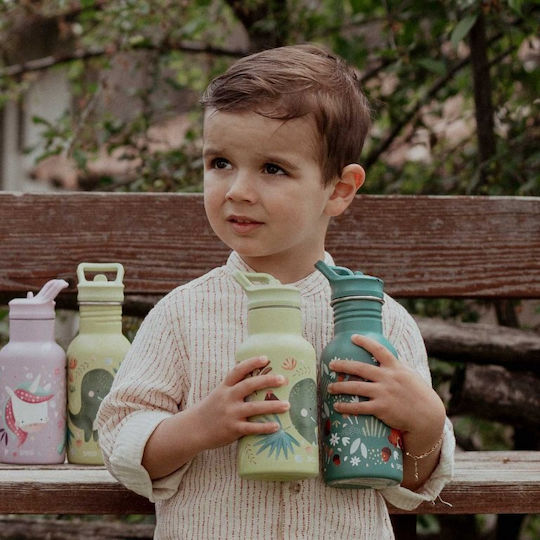 Sassi Junior Dinosaur Dinosaur Stainless Steel Kids Water Bottle Dinosaurs with Straw 350ml