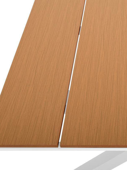Masa pentru spații exterioare Aluminiu cu suprafață din lemn Fl6510 Alb 150x90x75buc