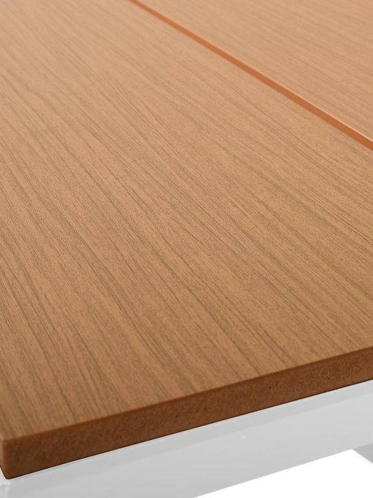 Masa pentru spații exterioare Aluminiu cu suprafață din lemn Fl6510 Alb 150x90x75buc