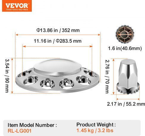 Vevor Καπάκια Μπουλονιών M20x20mm Μήκους 20mm για Κλειδί No 20