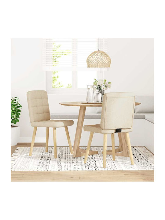 Dining Room Fabric Chair Cream 45x54x86cm 2pcs