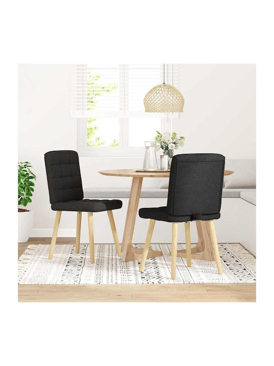 Dining Room Fabric Chair Black Velvet-Black Metal 45x54x86cm 2pcs