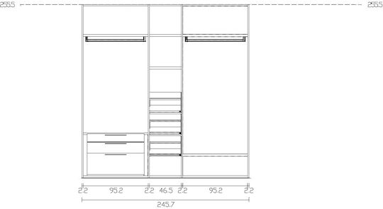 Cinci uși Dulap de Haine Poker Alb 246x61x255cm