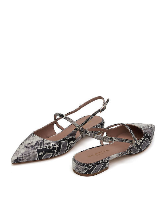 Lederne Damen Ballerinas Slingback mit Riemen in Mehrfarbig Farbe